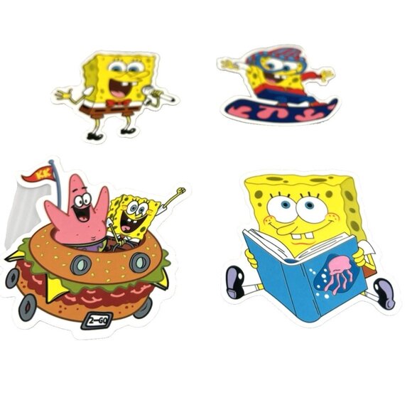 SpongeBob SquarePants 6pc Cartoon Vinyl Stickers For Kids Water Bottle Laptop - Picture 2 of 4